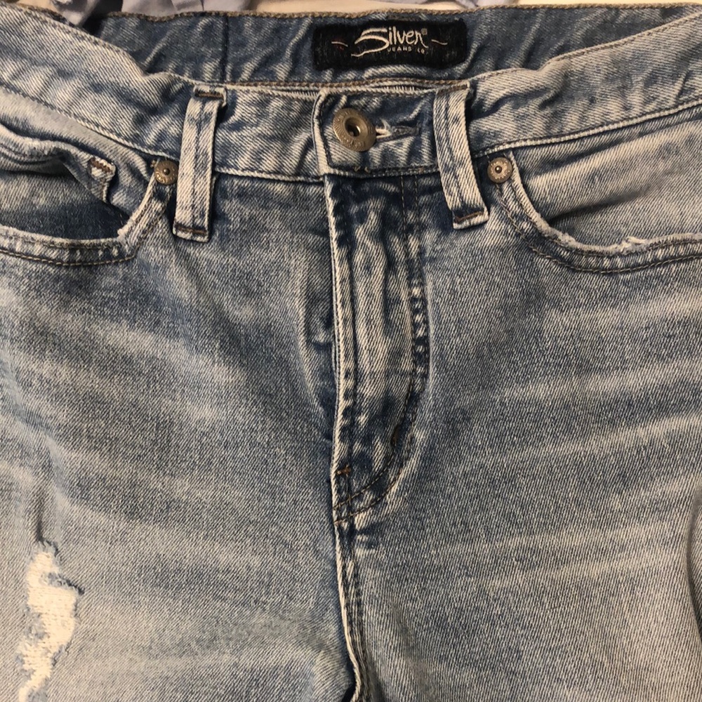 Silver jeans. Mom Jean